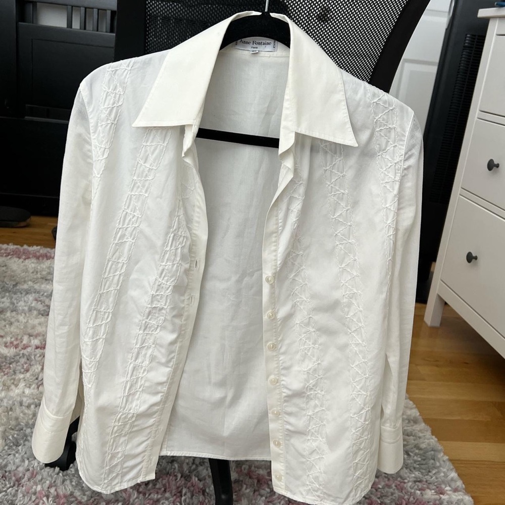 anne fontaine paris vintage white button down with detailing